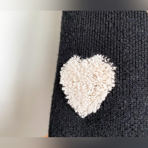 Maeve Anthropologie Sweater Tank Top Hearts Black White Romantic Retro Knit L - Picture 5 of 8